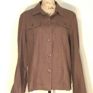 NEW Button-up Shirt / Jacket Sz 16  Brown, Linen